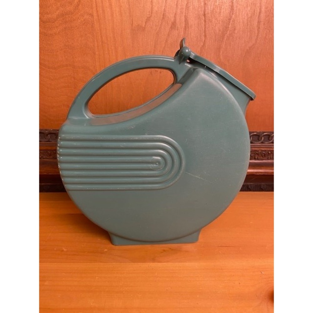 Vintage Burrite Burroughs Co Teal Plastic Art Deco Pitcher 123 Los Angeles USA